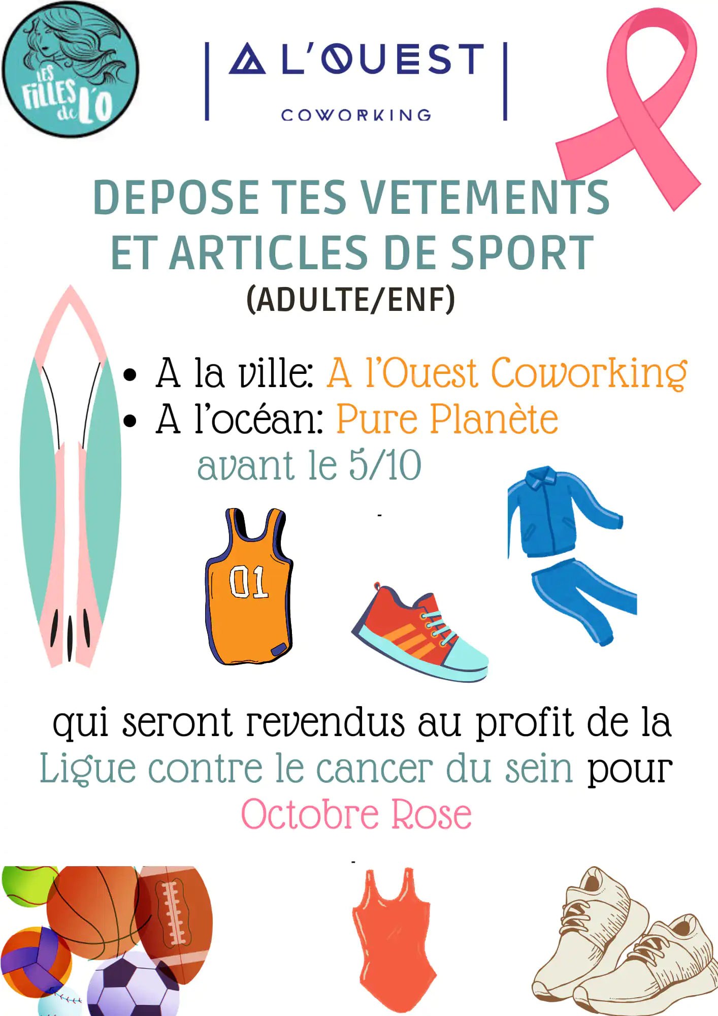 Les filles de L'O se mobilisent pour octobre rose vente suite à la récolte de vêtements