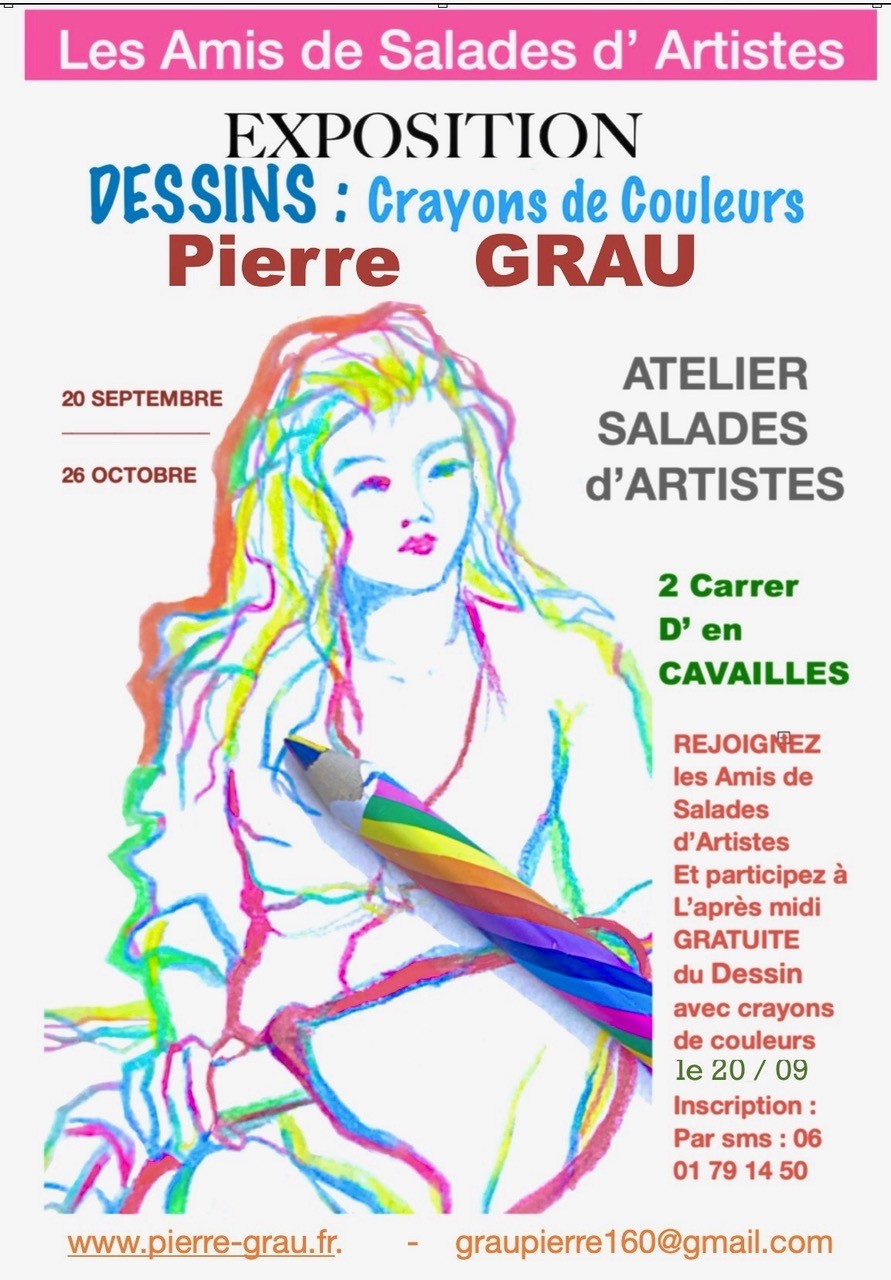 EXPOSITION DESSINS CRAYONS DE COULEUR PIERRE GRAU