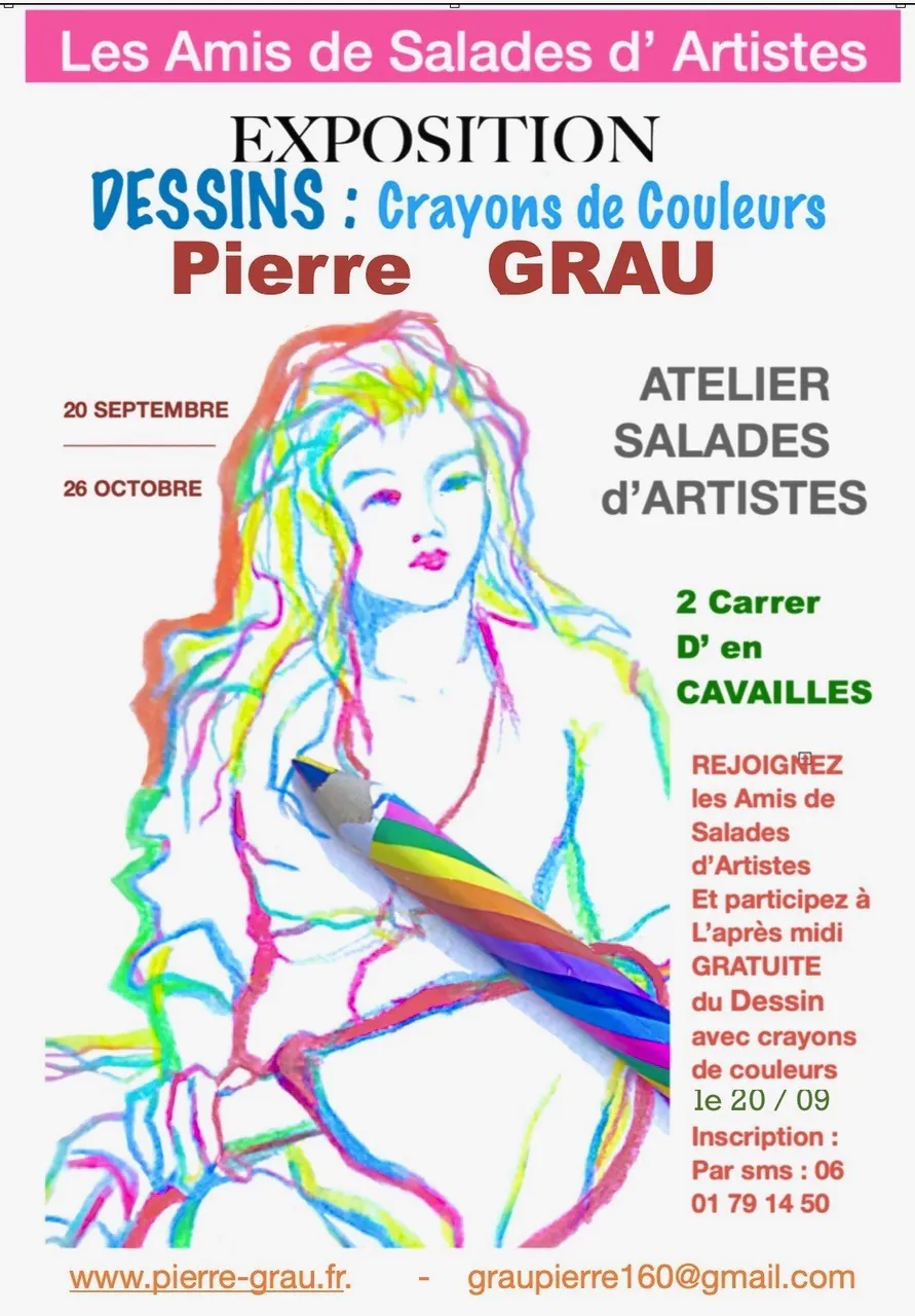 EXPOSITION DESSINS CRAYONS DE COULEUR PIERRE GRAU