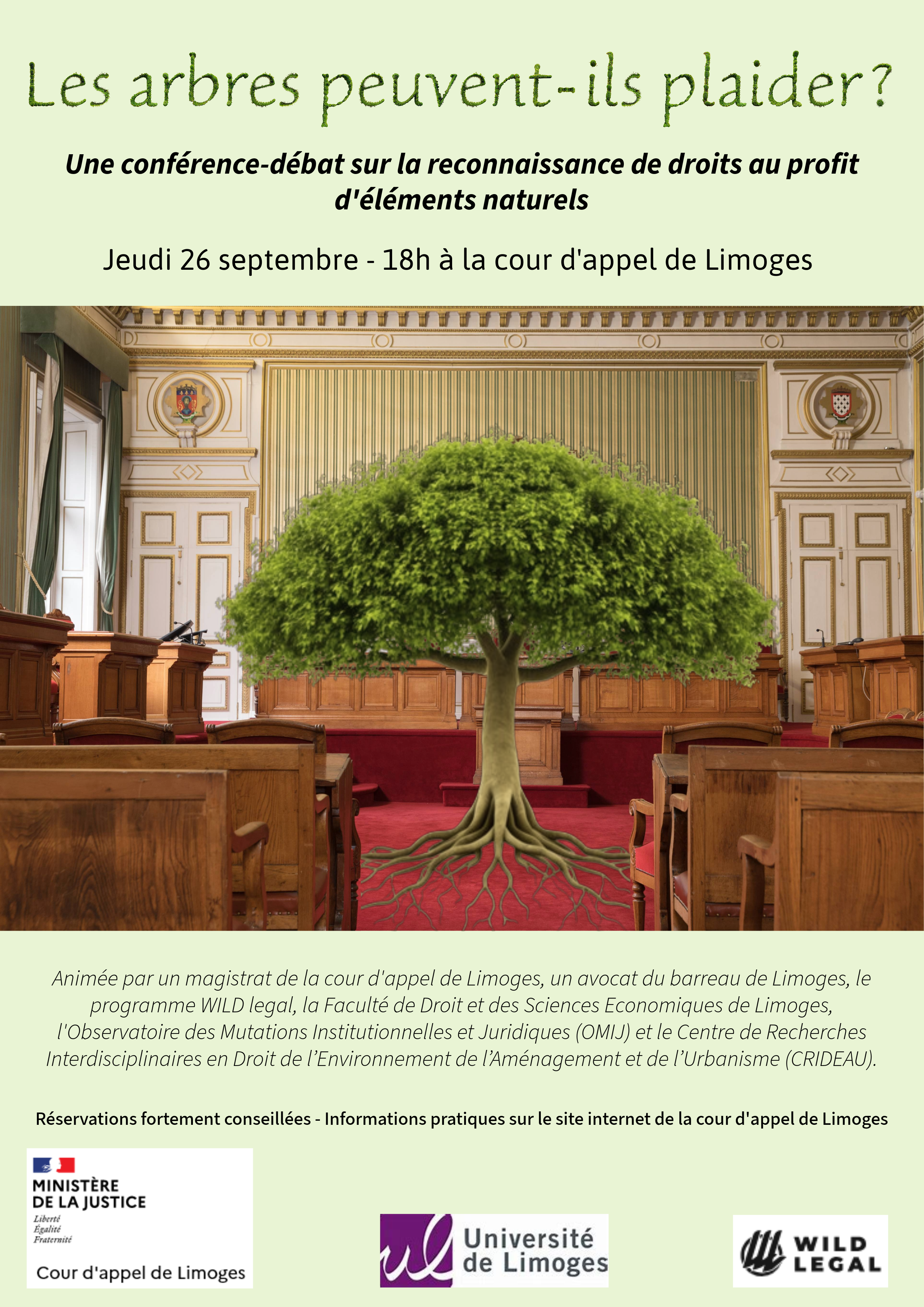 Conférence-débat "Les arbres peuvent-ils plaider?" Cour d'Appel de Limoges