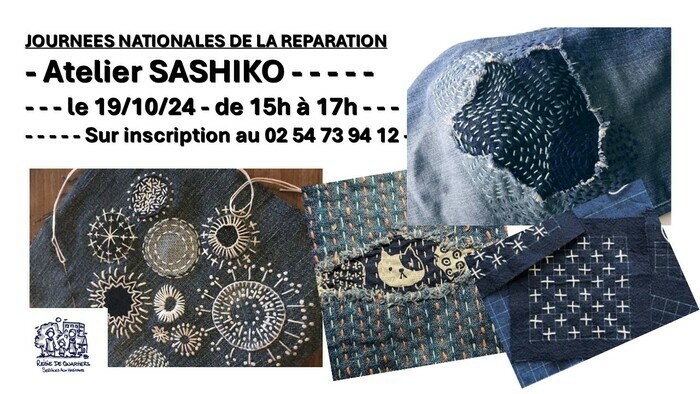 Atelier Sashiko au magasin Frip'Art-La Recyclerie de la Régie de Quartiers de Vendôme Magasin Frip'Art - La Recyclerie de la Régie de Quartiers de Vendôme Vendôme