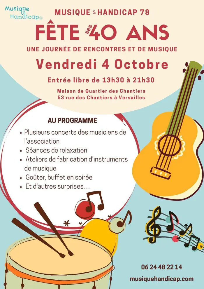 Musique & Handicap 78 fête ses 40 ans ! Maison de quartier des Chantiers Versailles