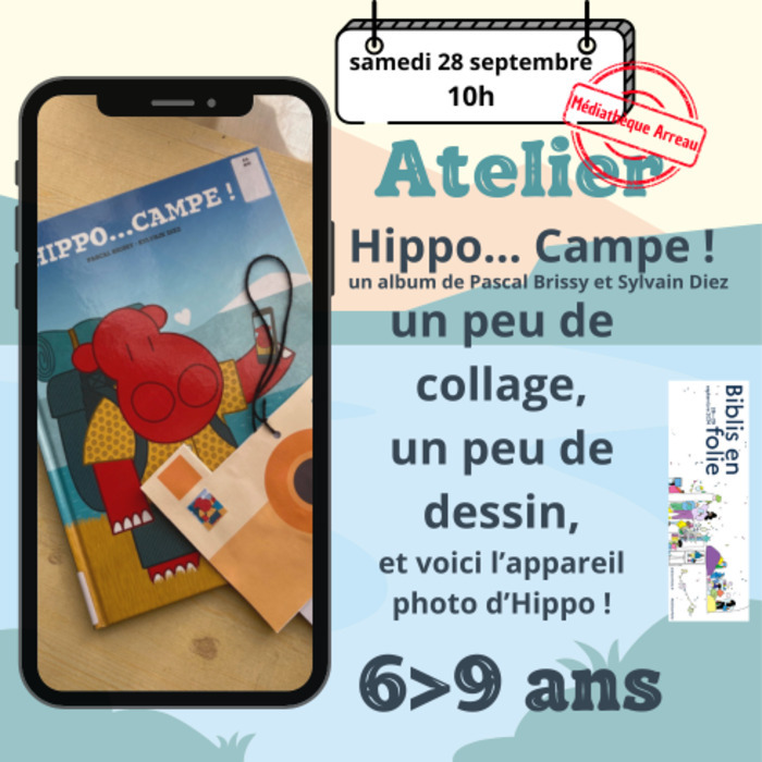 Atelier collage dessin Hippo... Campe ! Médiathèque d'Arreau