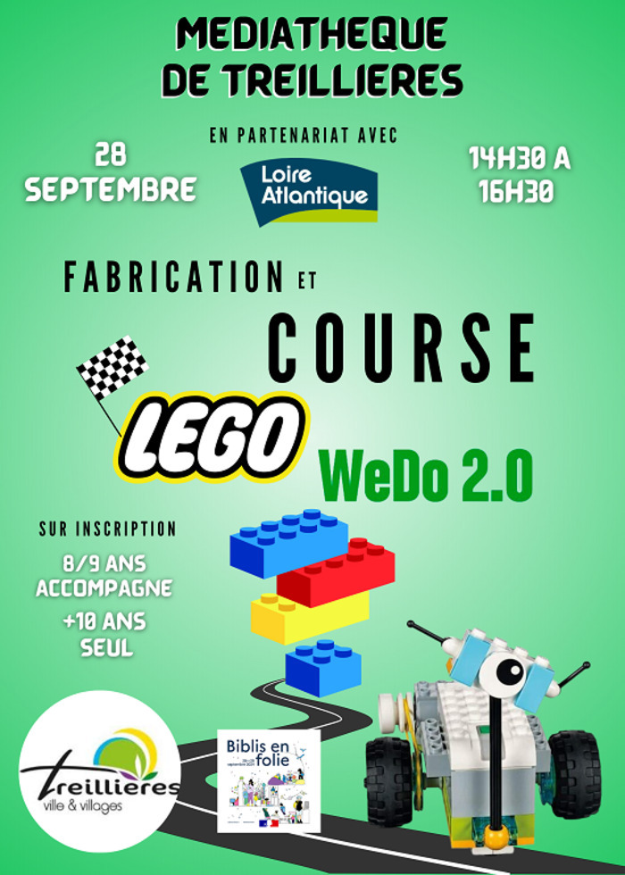 Course de voiture Lego WEDO Médiathèque Jean-d'Ormesson Treillières