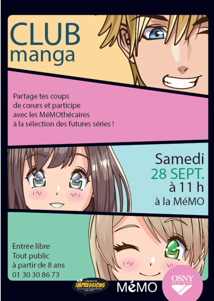 Club Manga Médiathèque MéMO 2 place des Impressionnistes 95520 Osny Osny