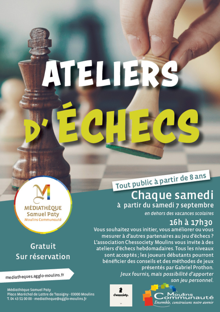 Atelier d'échecs Médiathèque Samuel Paty Moulins