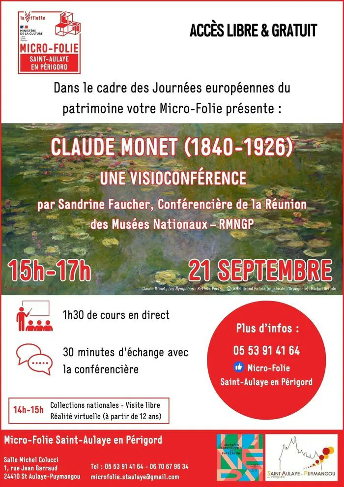 Visioconférence : « Claude Monet (1840-1926) » Micro-Folie Saint-Aulaye-Puymangou Saint-Aulaye-Puymangou