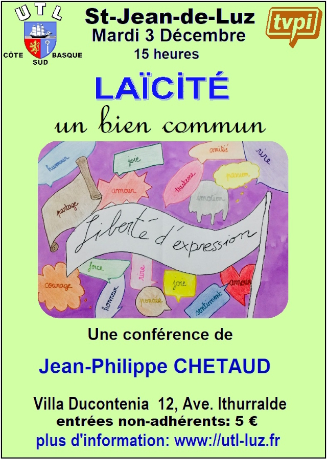 Conférence de l'Université du Temps Libre Laïcité un bien commun