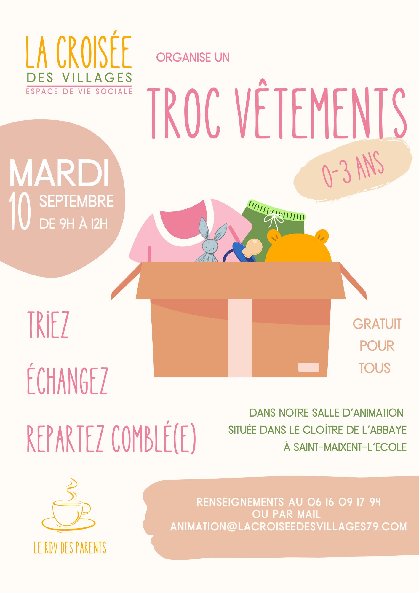 Troc vêtements  Vous avez des vêtements 0-3 ans La Croisée des Villages !