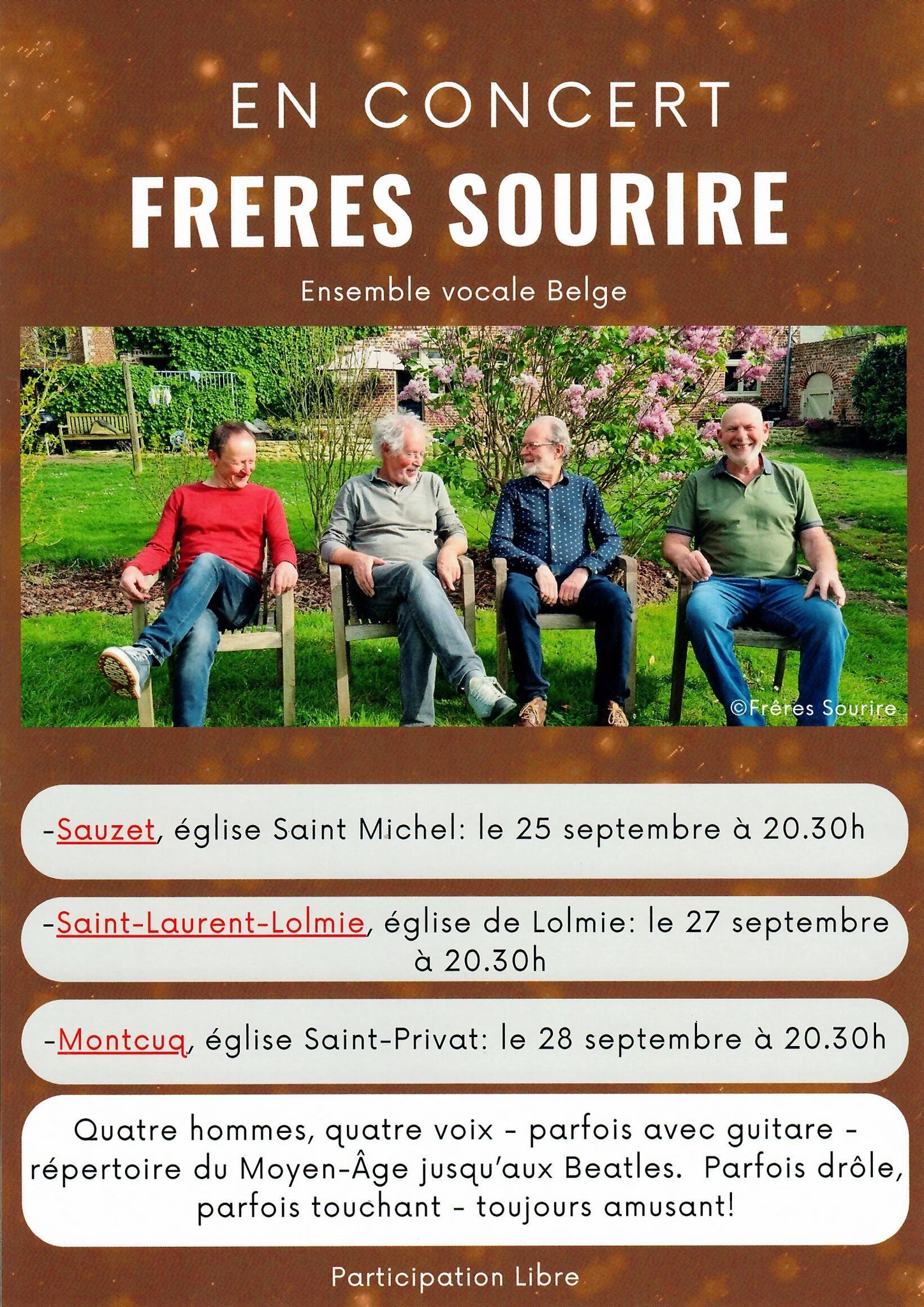 Concert à l'église de Sauzet: les Frères Sourire