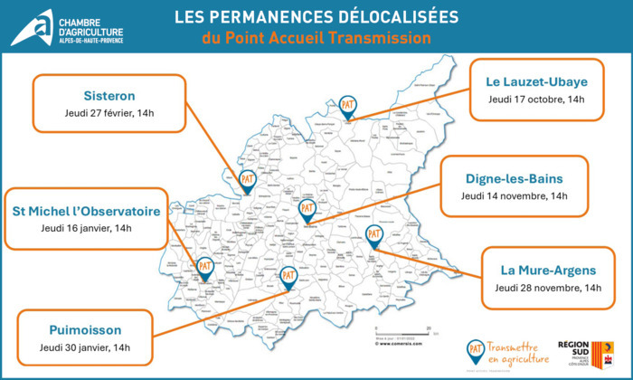 Permanences du Point Accueil Transmission Antenne de la Chambre d’agriculture – La Mure-Argens (04) La Mure-Argens