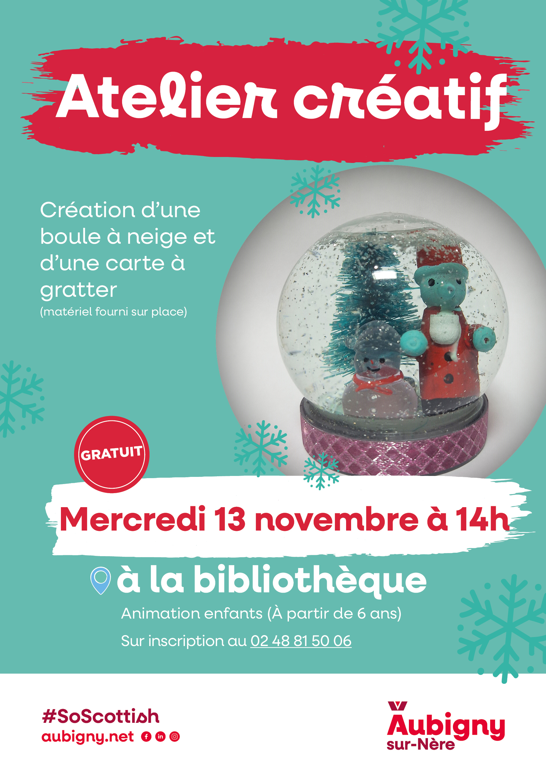 Atelier créatif (pour enfant) création d’une boule à neige et d’une carte à gratter