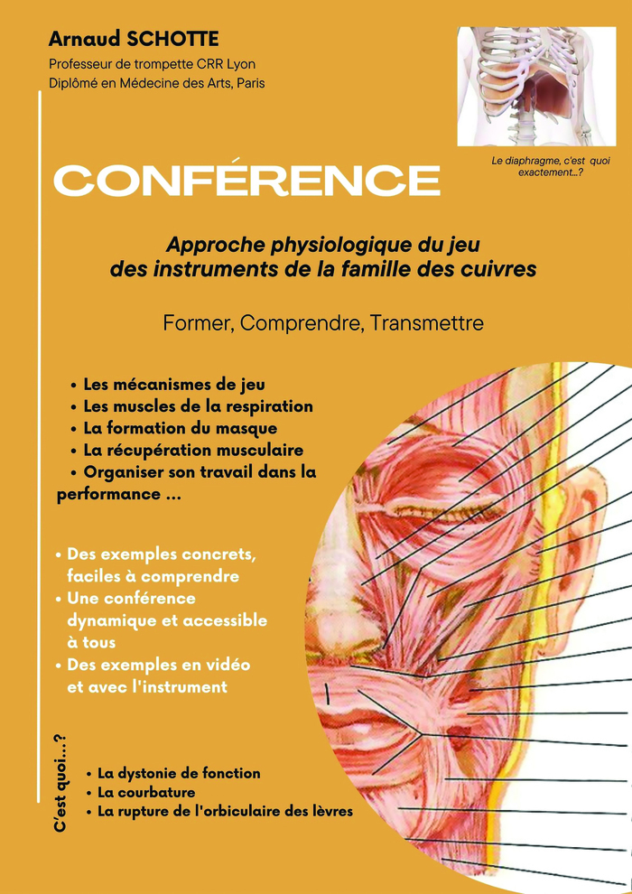 Conférence : approche physiologique du jeu des instruments de la famille des cuivres Auditorium du Conservatoire Maurice André Alès