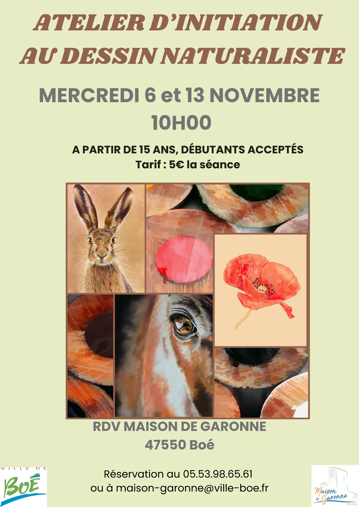 Ateliers d’initiation au dessin naturaliste au pastel