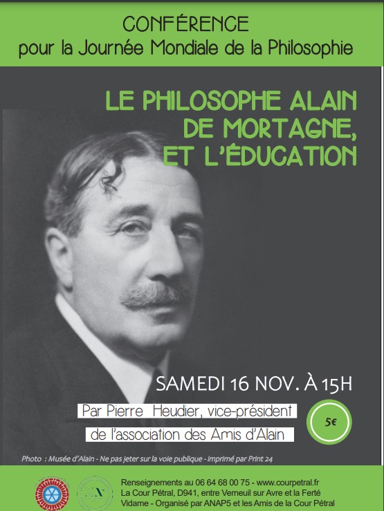 Conférence Le philosophe Alain de Mortagne et l'éducation