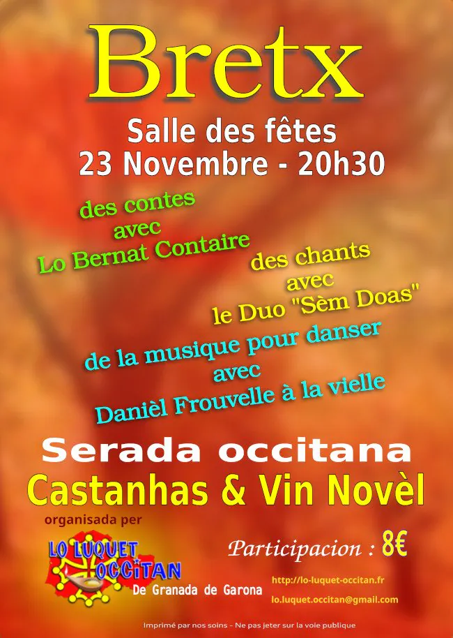 SOIRÉE OCCITANE "CASTANHAS E VIN NOVÈL"