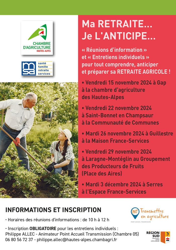 Ma retraite… Je l'anticipe… Chambre d'agriculture des Hautes-Alpes