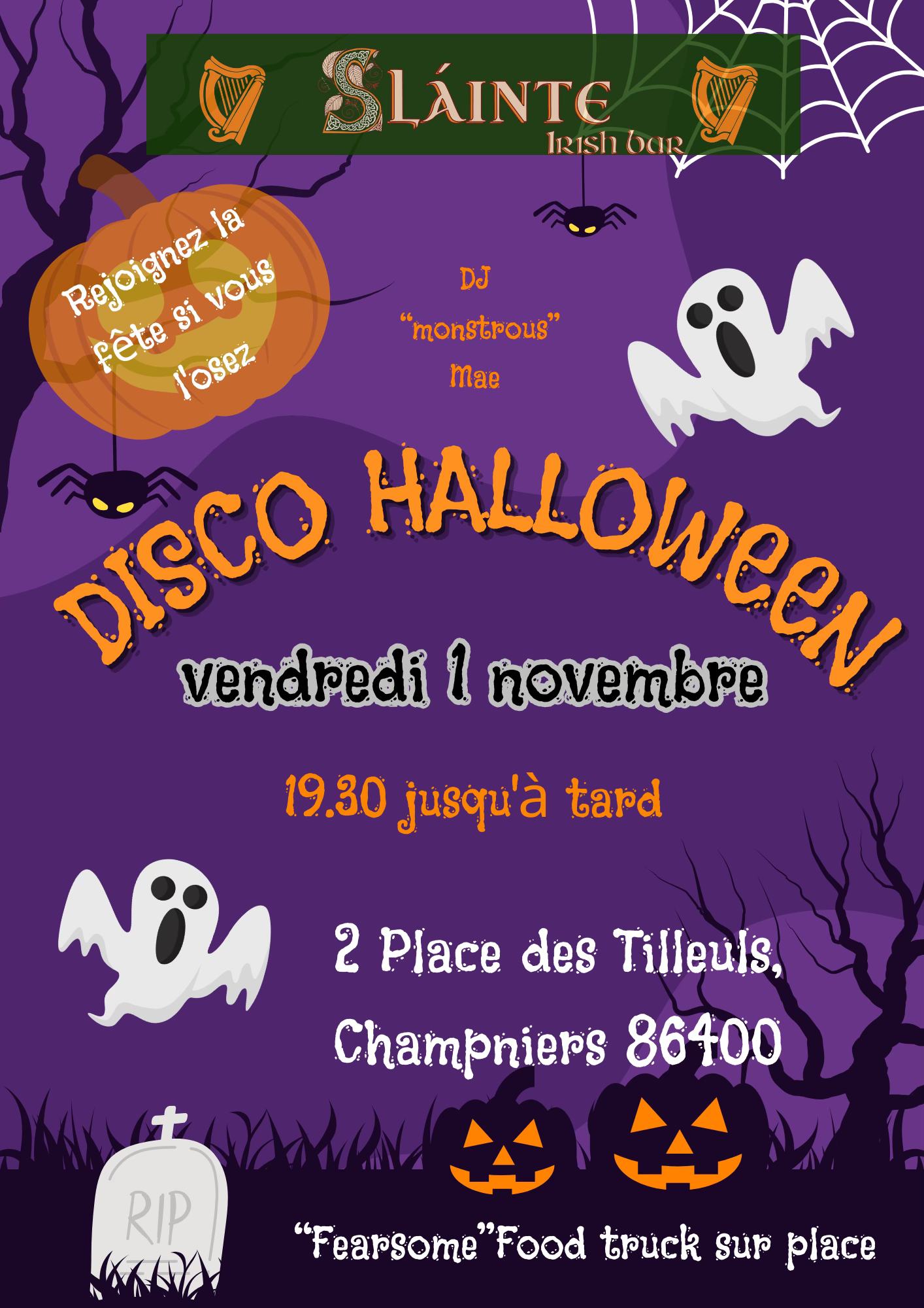 Disco Halloween Slàinte Irish Bar Champniers vendredi 1 novembre 2024