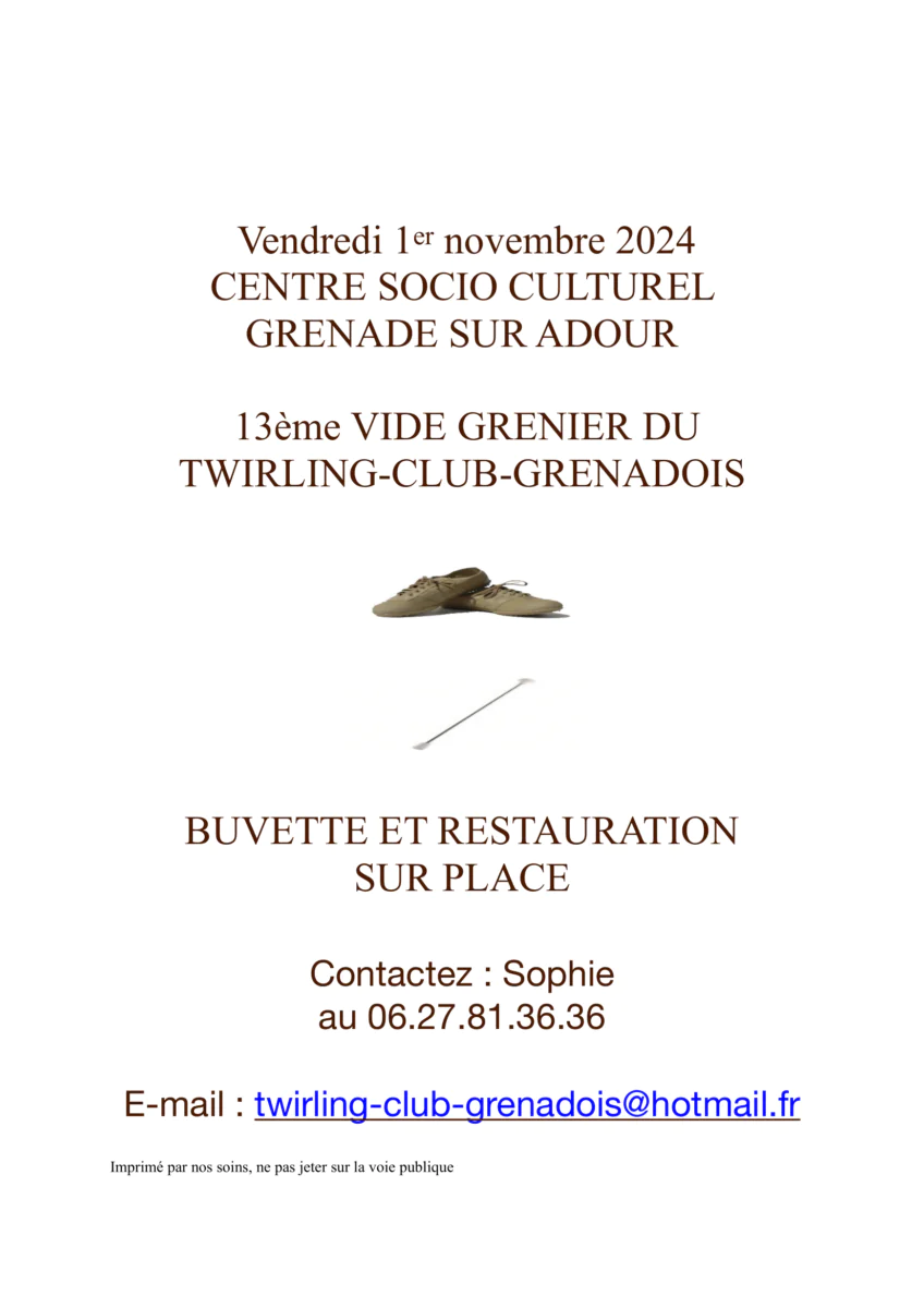 Vide grenier Twirling Club Grenadois