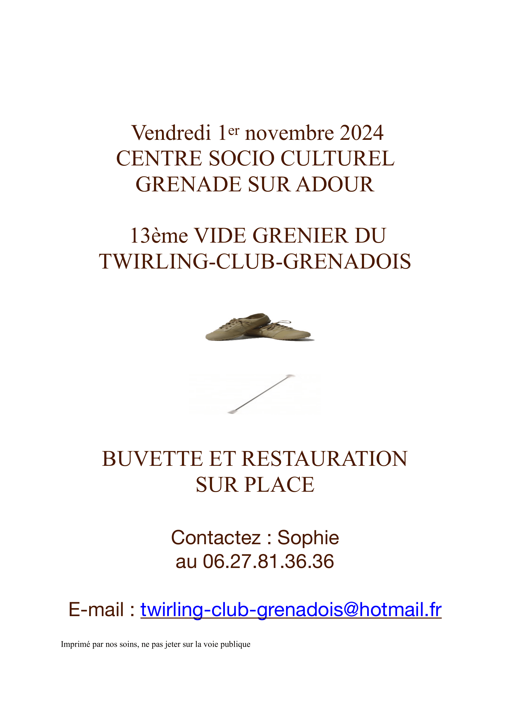 Vide grenier Twirling Club Grenadois