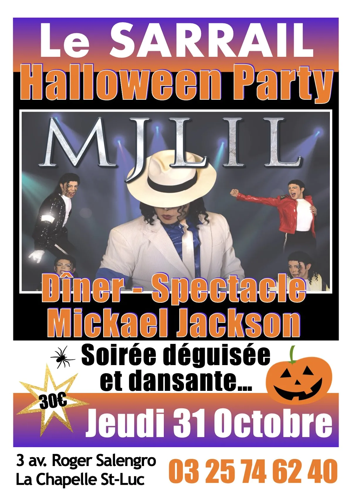 Soirée Halloween avec le sosie de Michael JACKSON « Lilian CARLES