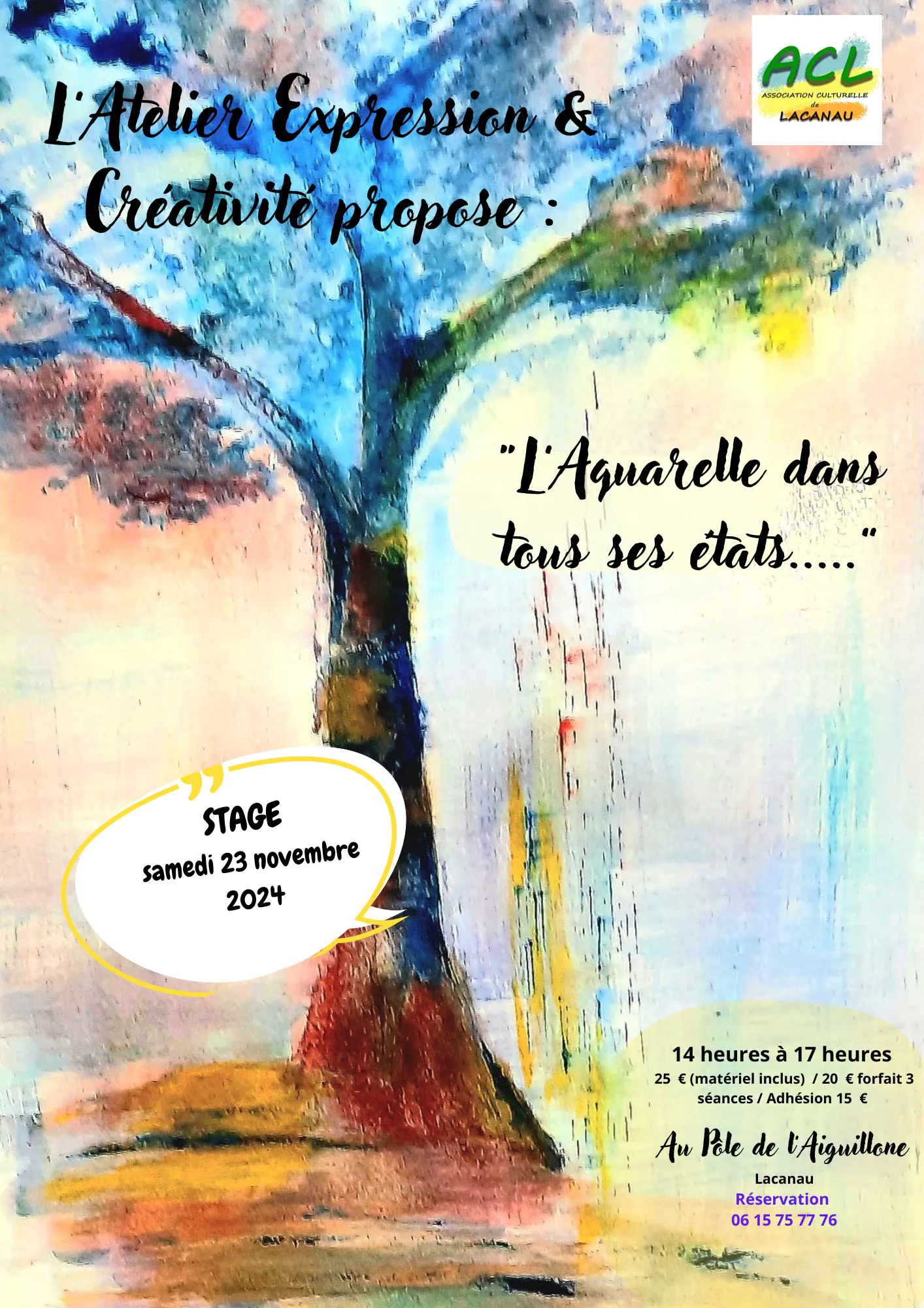 Ateliers expressions et créativité l'aquarelle dans tous ses états avec ACL sur inscription