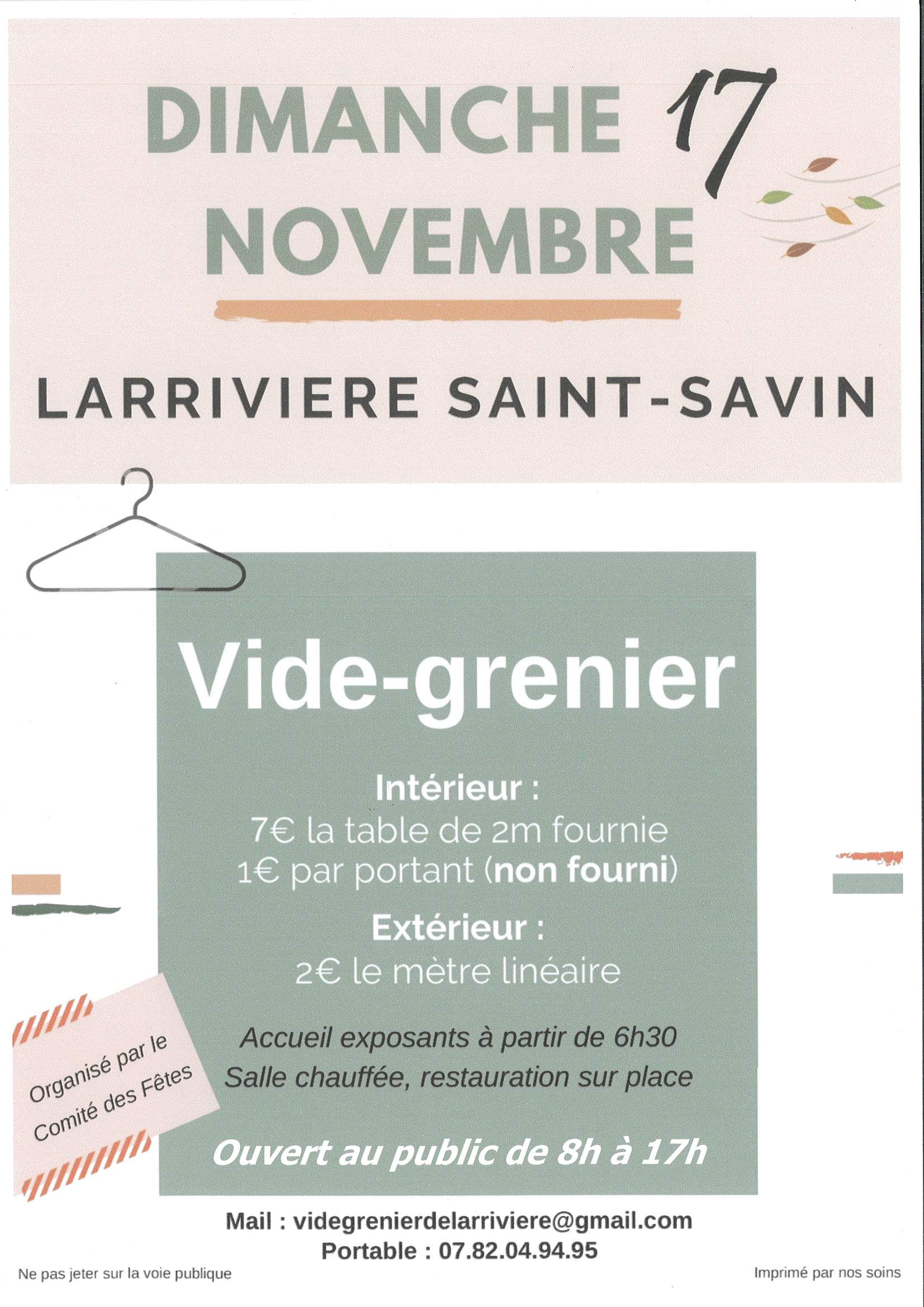 Vide Grenier à Larrivière Saint Savin