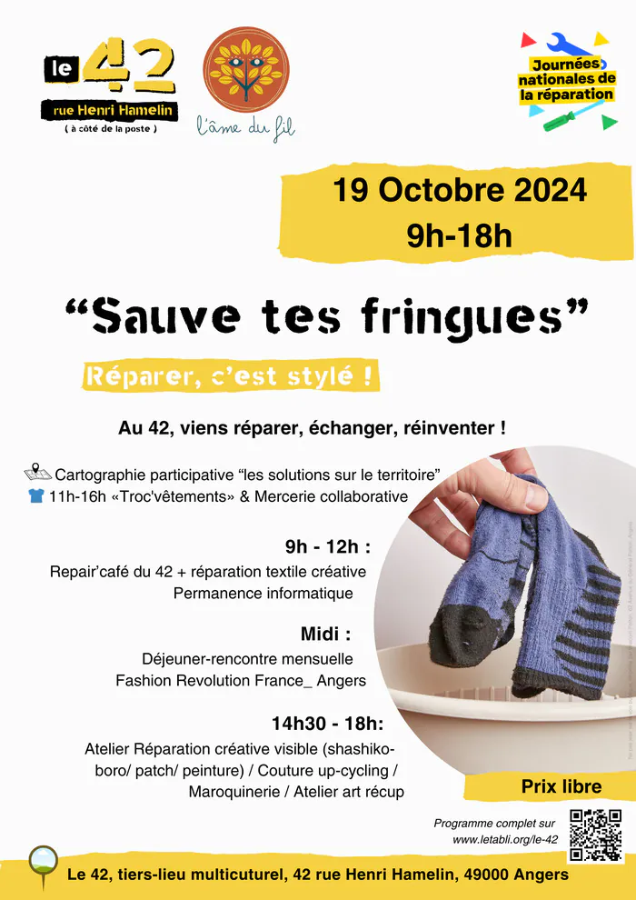 SAUVE TES FRINGUES_Réparer c'est stylé ! Le 42 Tiers-lieu Angers