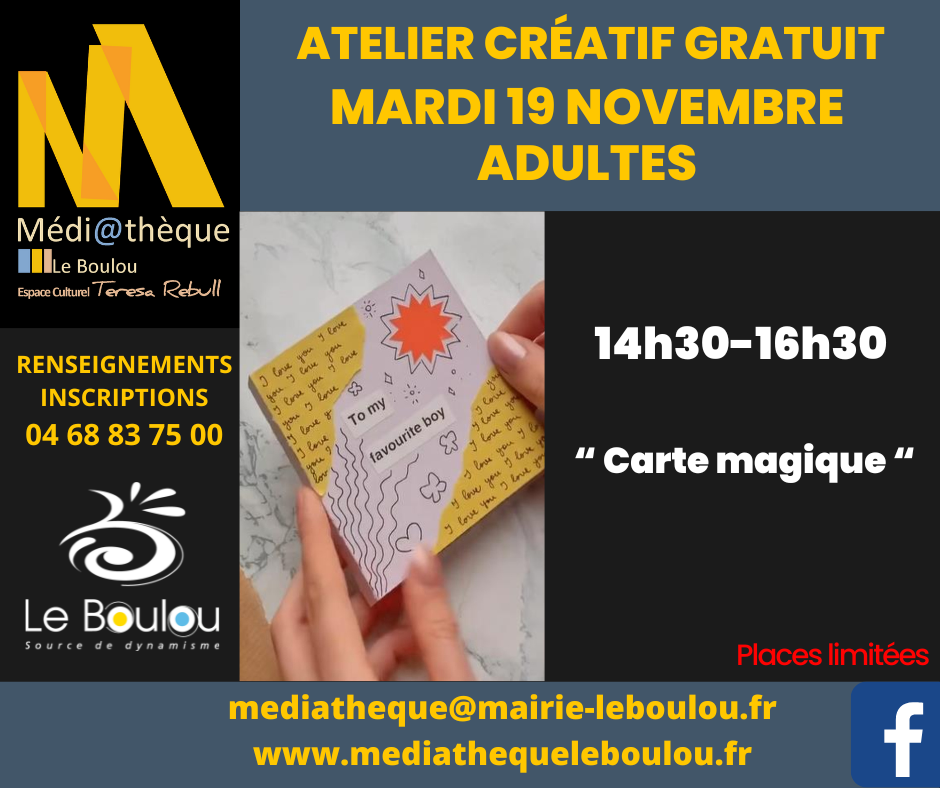 ATELIER CRÉATIF ADULTE CARTE LIVRE MAGIQUE