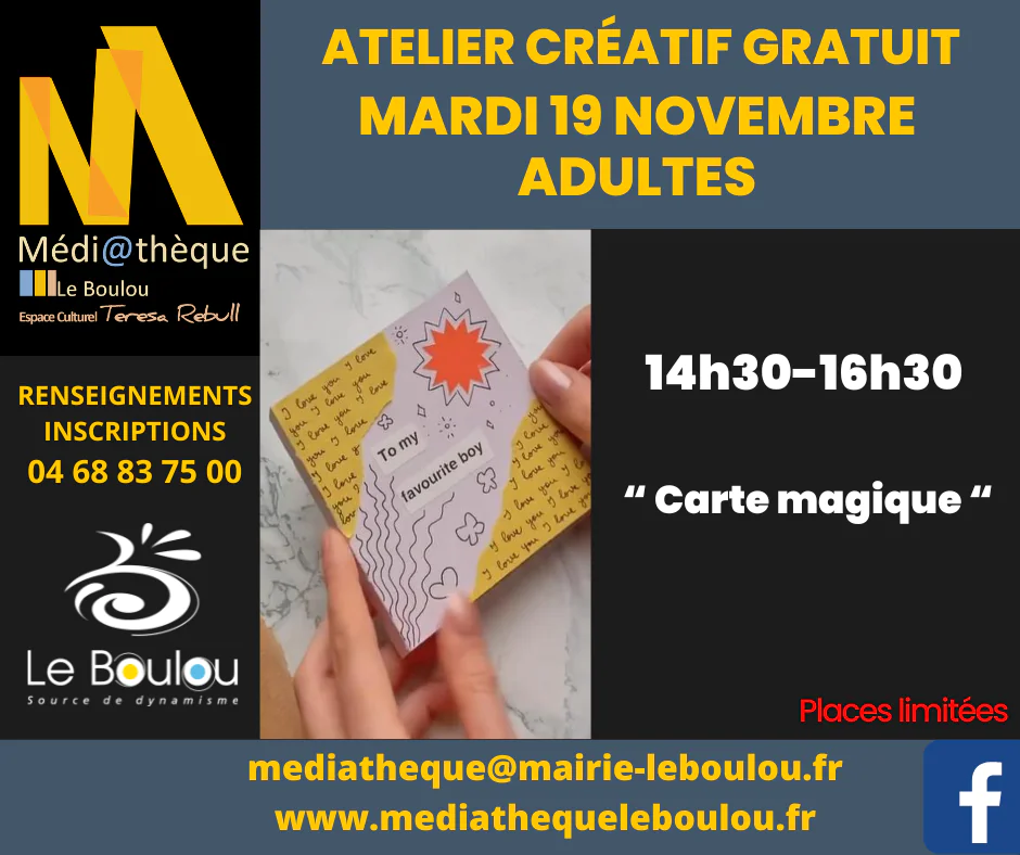 ATELIER CRÉATIF ADULTE CARTE LIVRE MAGIQUE