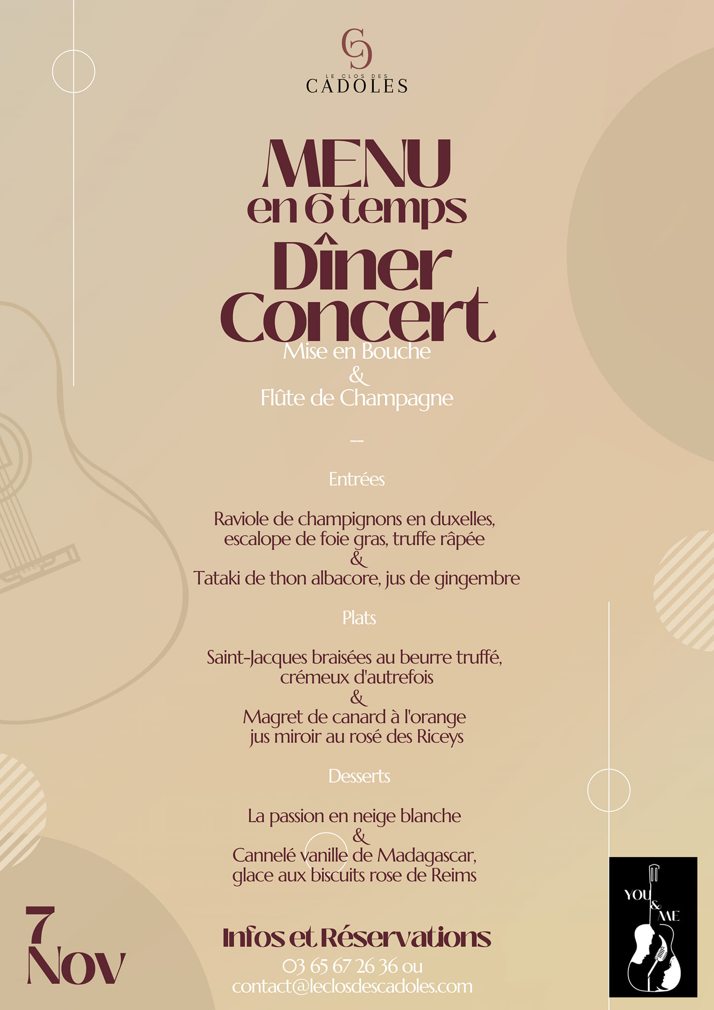 Dîner-Concert au Clos des Cadoles