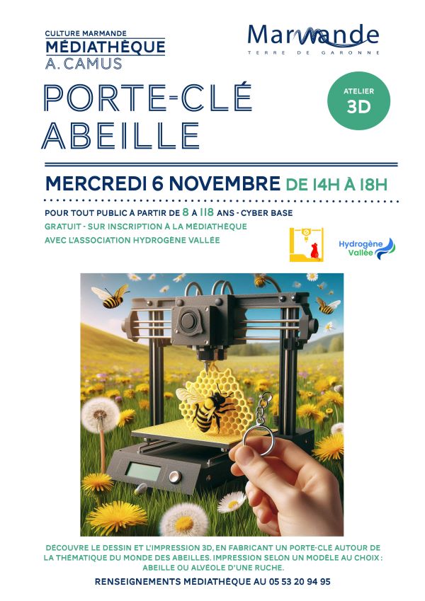 Atelier 3D "Porte-Clé Abeille" à la Médiathèque