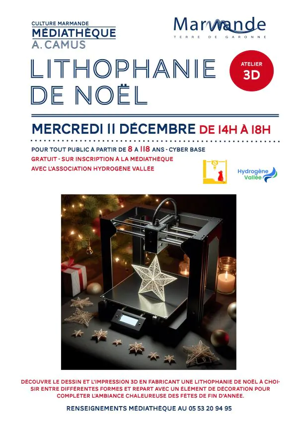 Atelier 3D " Lithophanie de Noël" à la Médiathèque