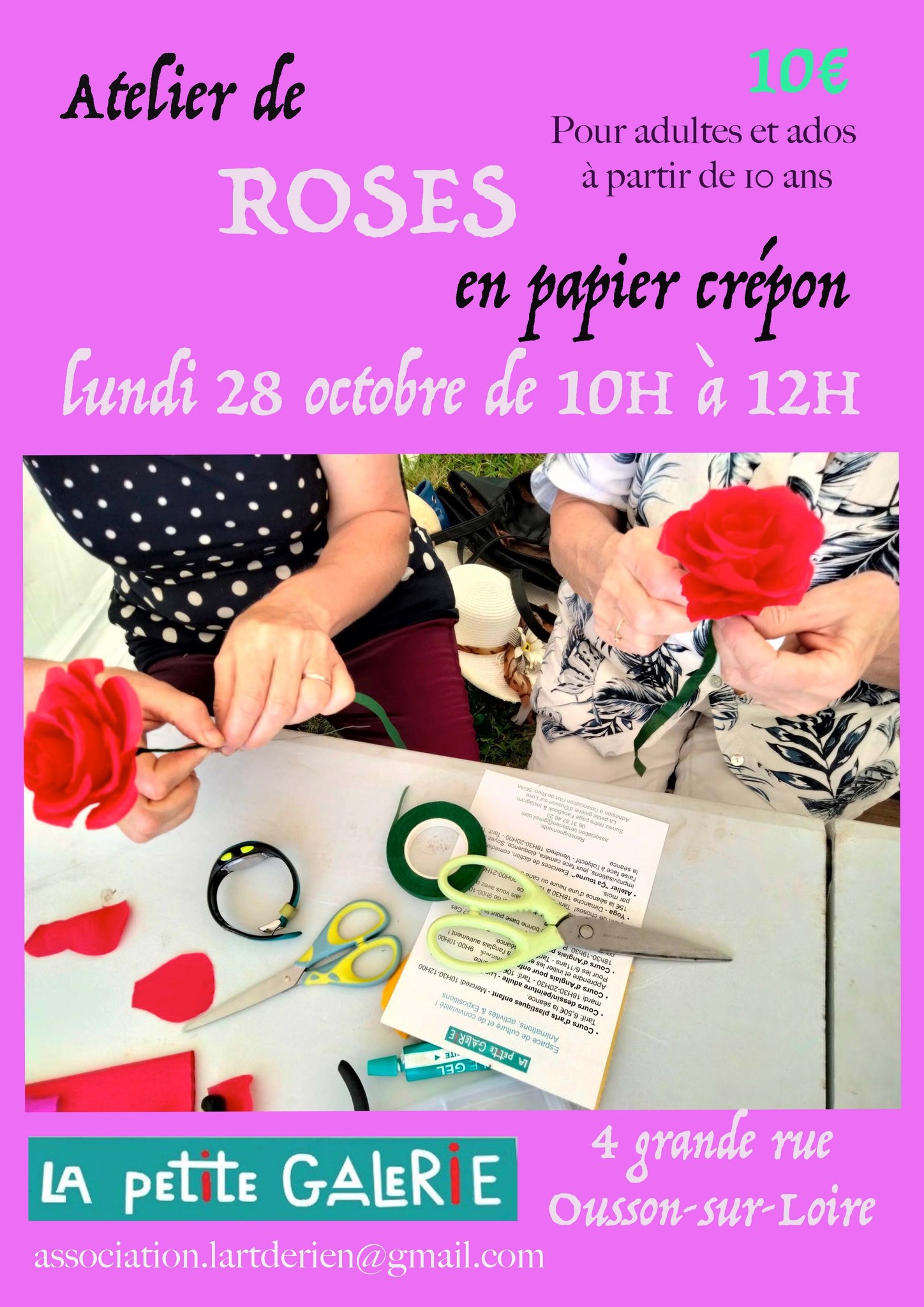 Atelier création de roses en papier crépon