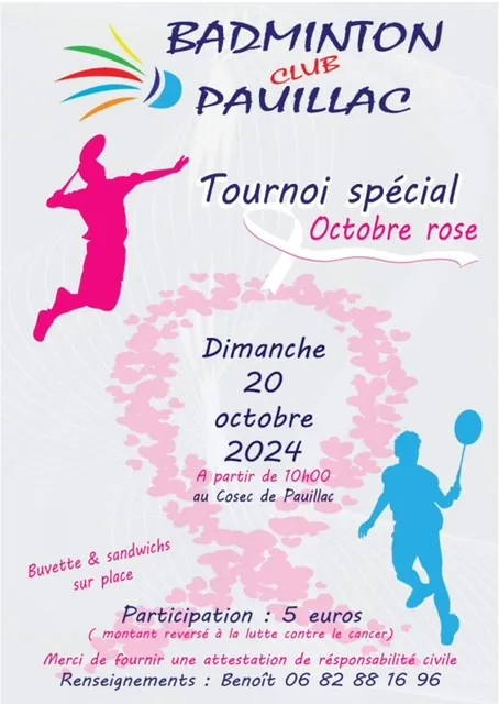 Octobre Rose 2024 tournoi de badminton à Pauillac