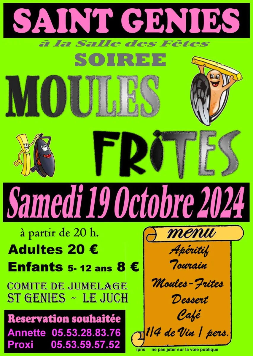 Repas Moules Frites a Saint Geniès