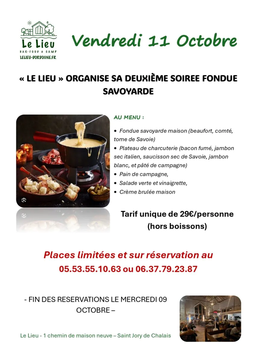 Deuxième soirée Fondue Savoyarde