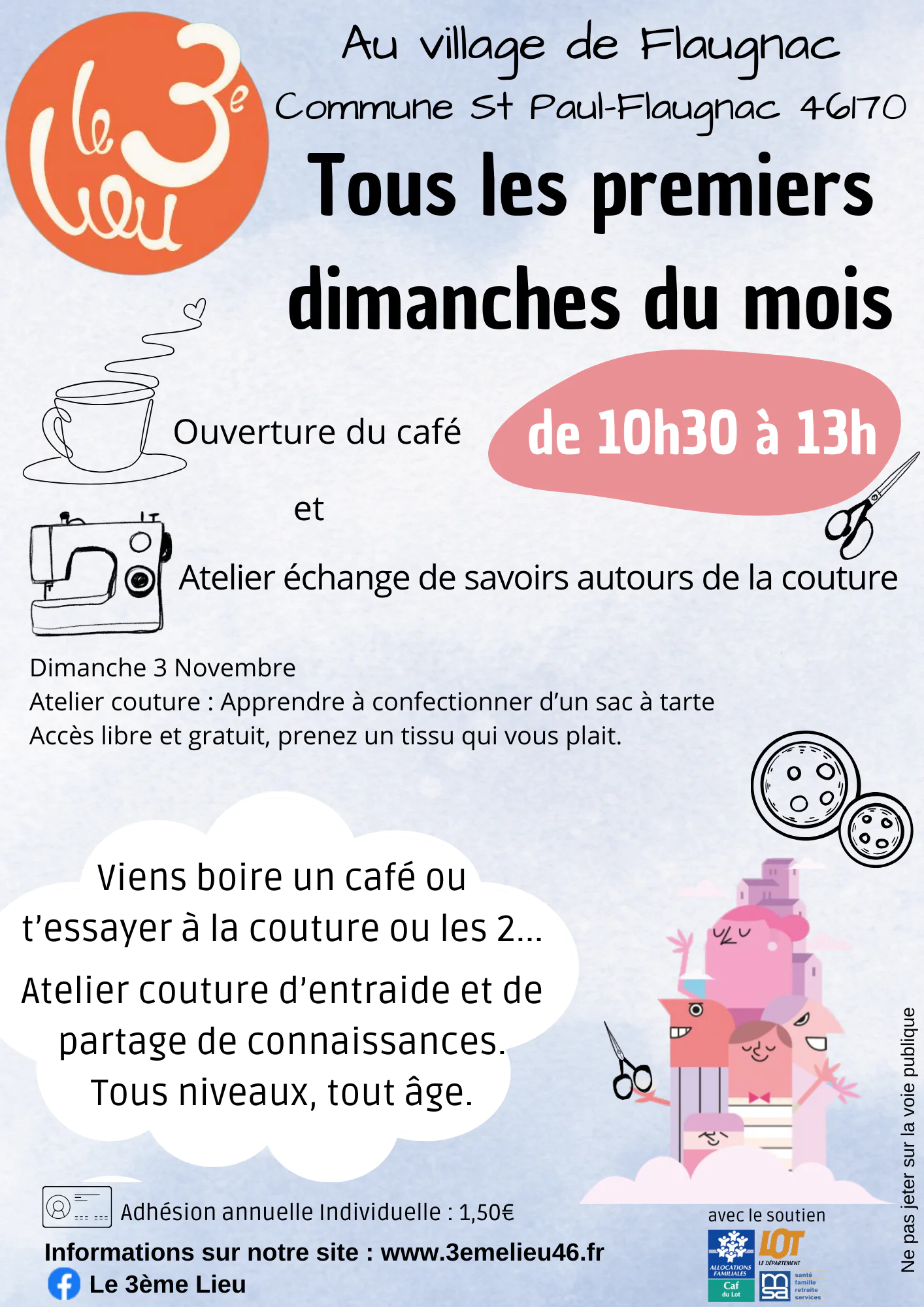 Ouverture du café et atelier couture au 3ème Lieu