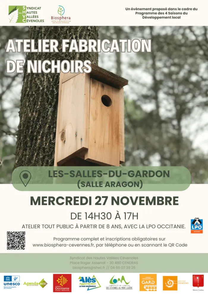 Atelier fabrication de nichoirs Salle Louis Aragon Les Salles-du-Gardon