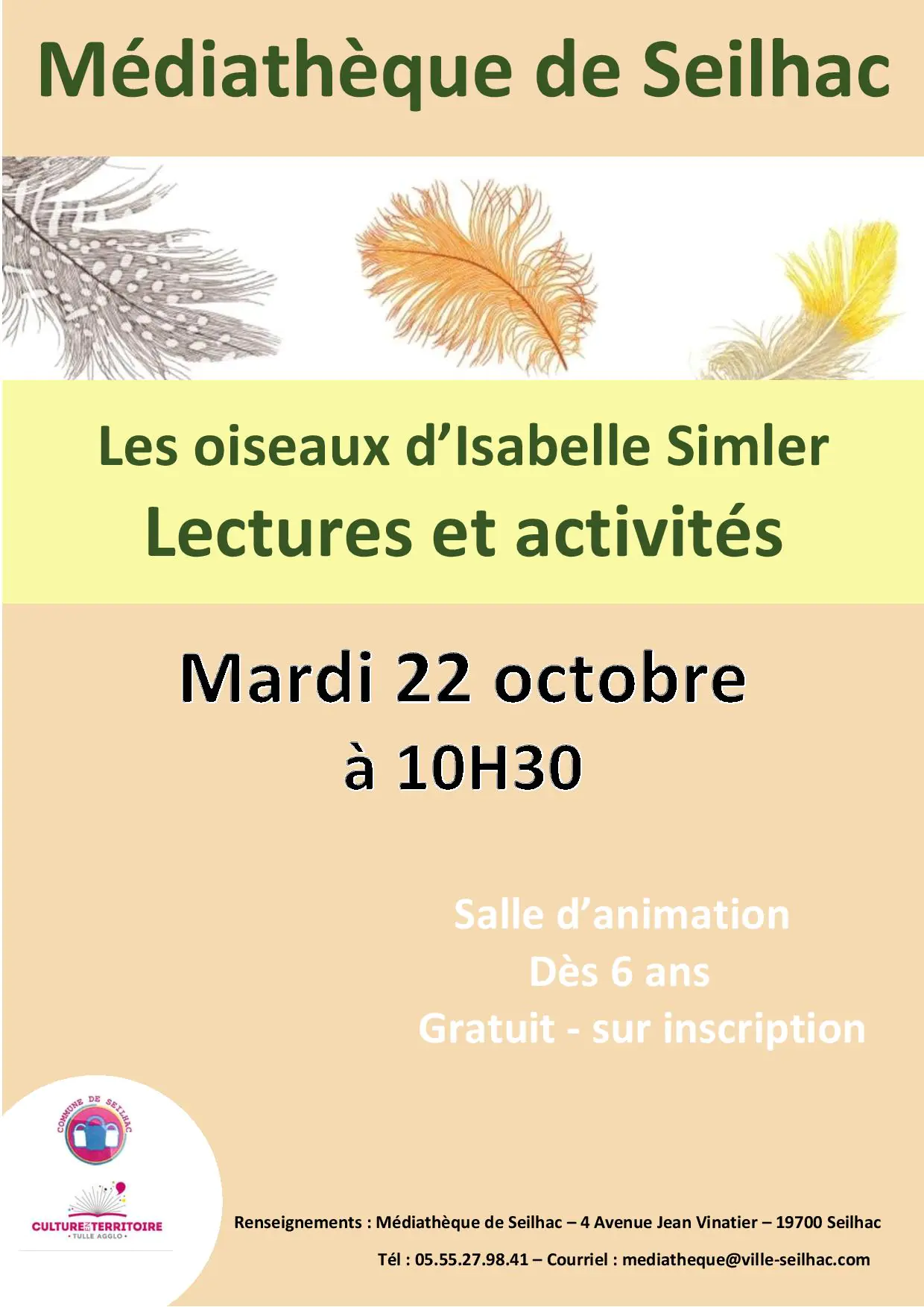 Lecture et atelier "Les oiseaux d'Isabelle Simier"