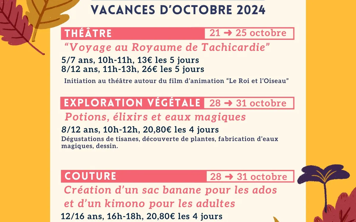 STAGES | Les vacances d'automne 2024 Centre Paris Anim’ Mado Robin Paris