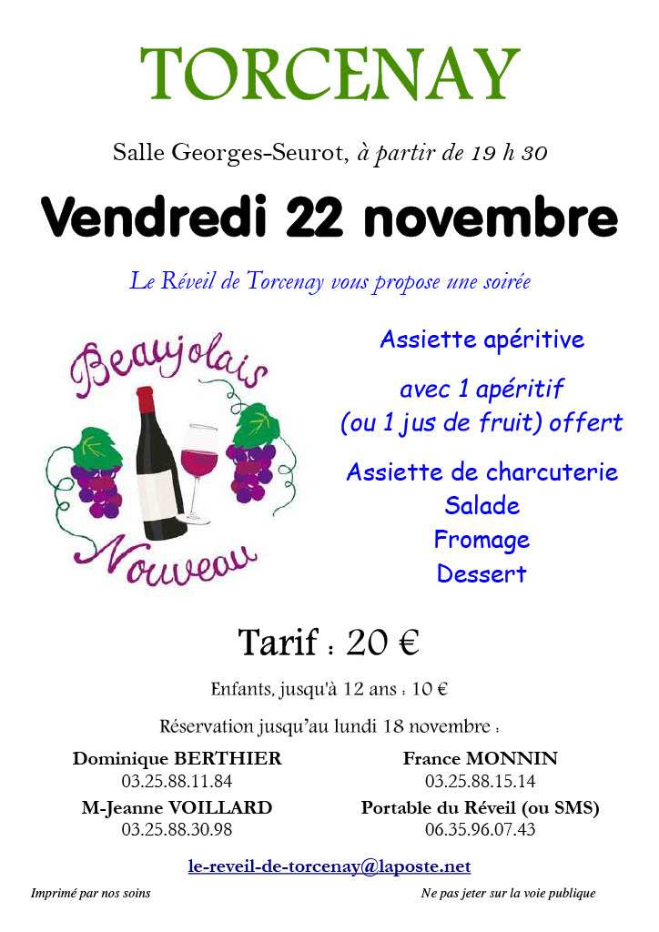 BEAUJOLAIS NOUVEAU A TORCENAY