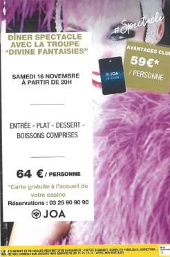 DINER SPECTACLE AVEC LA TROUPE "DIVINE FANTAISIES"