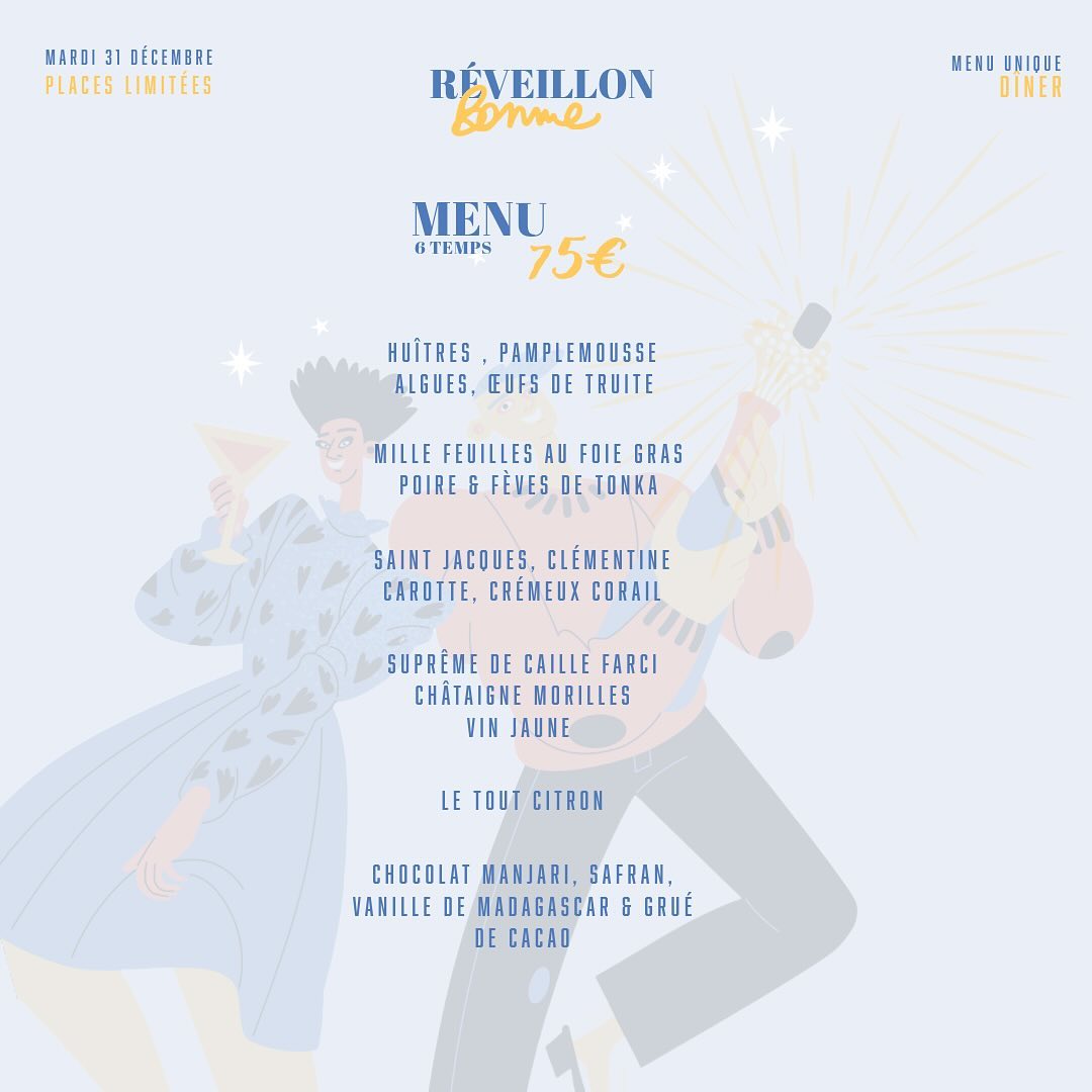 Menu du Réveillon chez Bonnie Restaurant