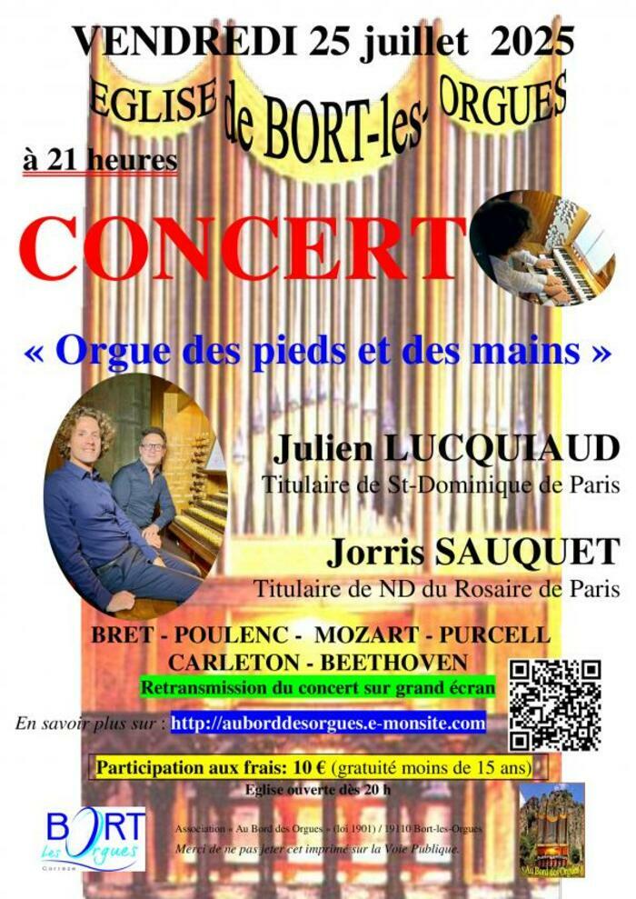 Concert d'orgue à 4 mains et 4 pieds Eglise Saint-Germain Bort-les-Orgues