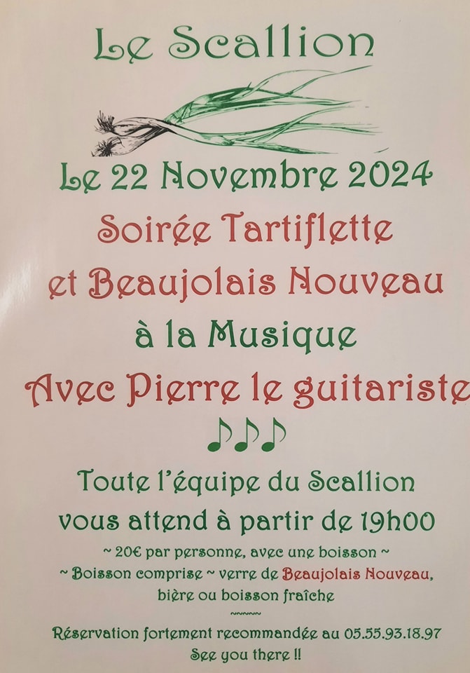 Soirée tartiflette et beaujolais nouveau