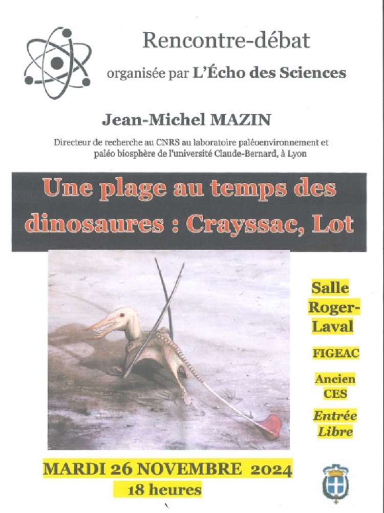 Rencontre-débat à Figeac une plage au temps des dinosaures Crayssac