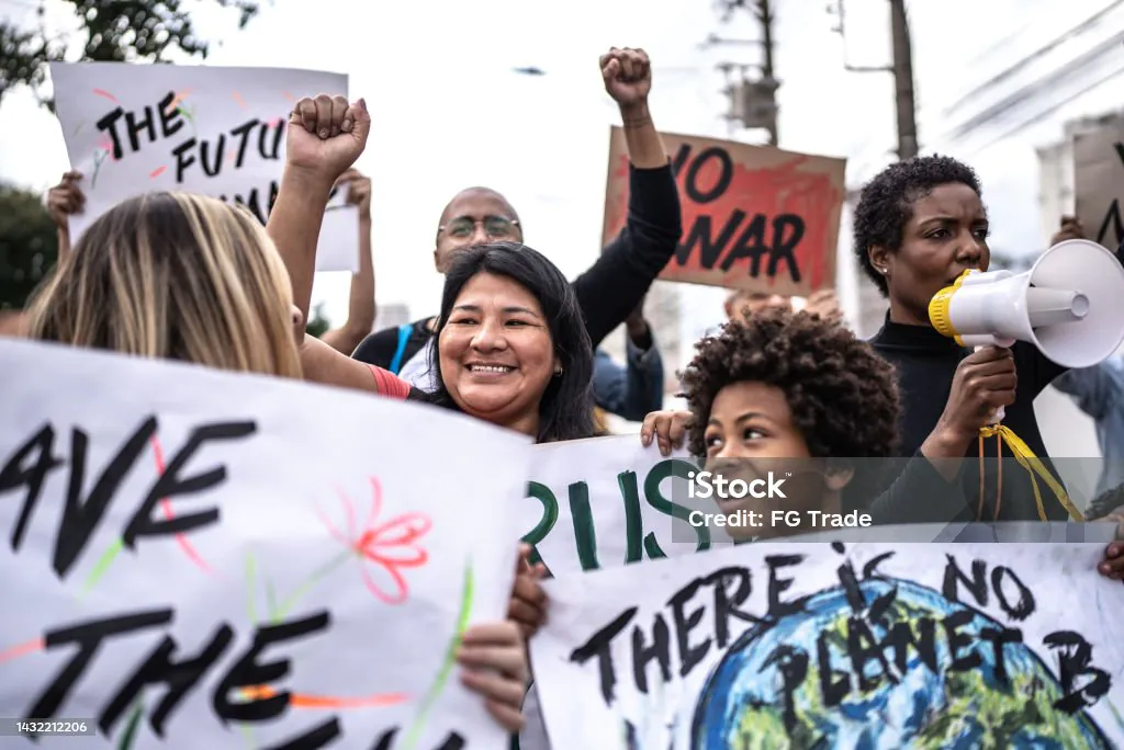 People protesting in the street