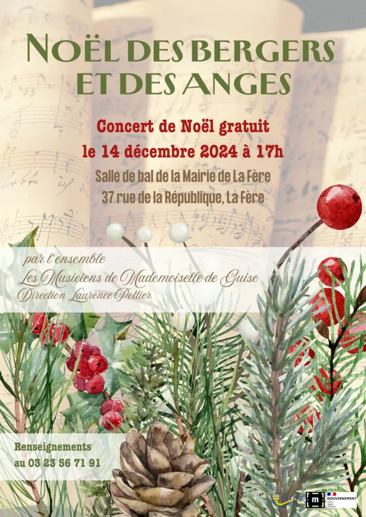 Concert de Noël Noël des bergers des anges par les Musiciens de Mademoiselle de Guise