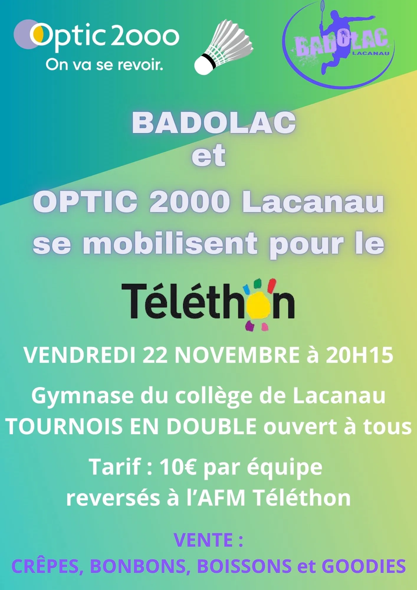 Téléthon Tournois de badminton